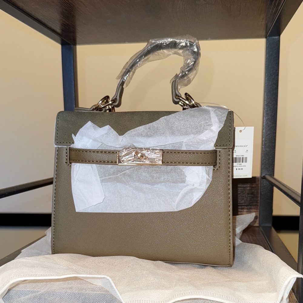 NWT Francesca’s Olive Green Top Handle Satchel | Gold Hardware Elegant Classy